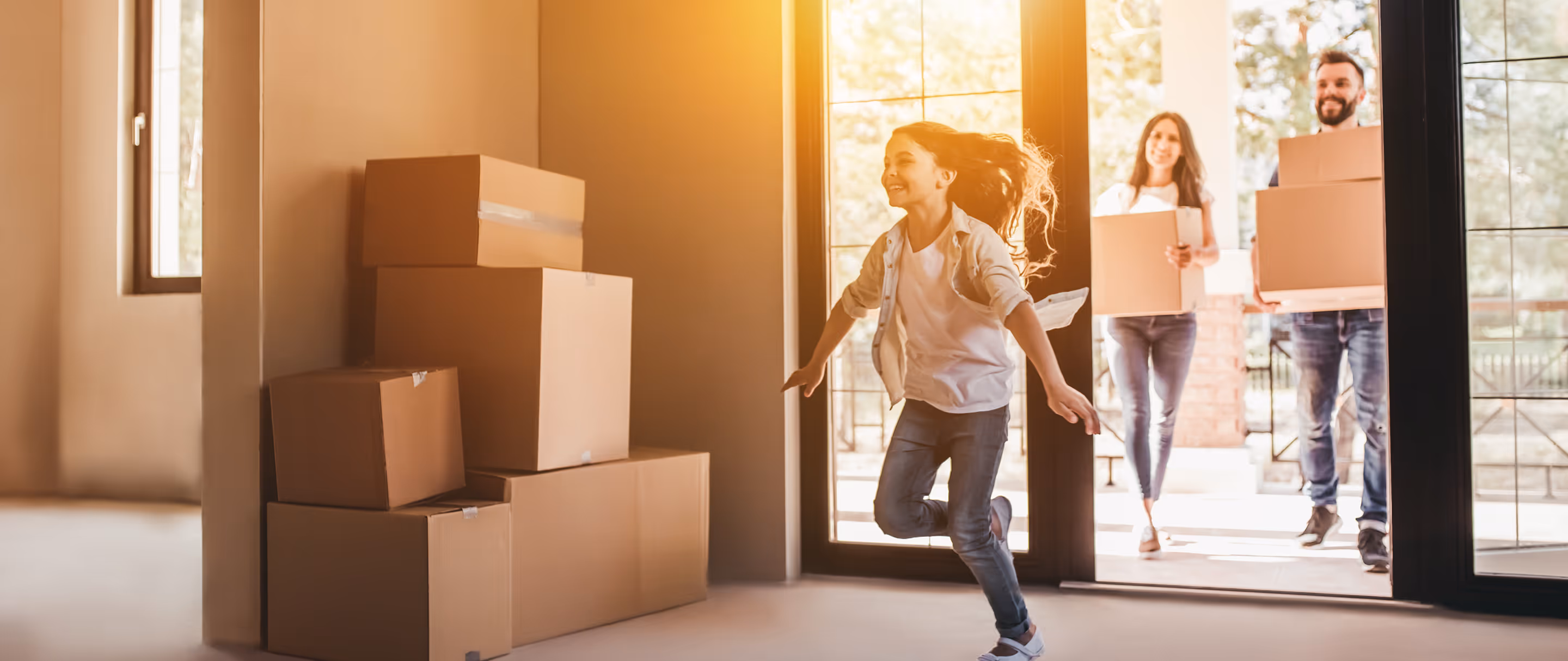 Family moving into a new home