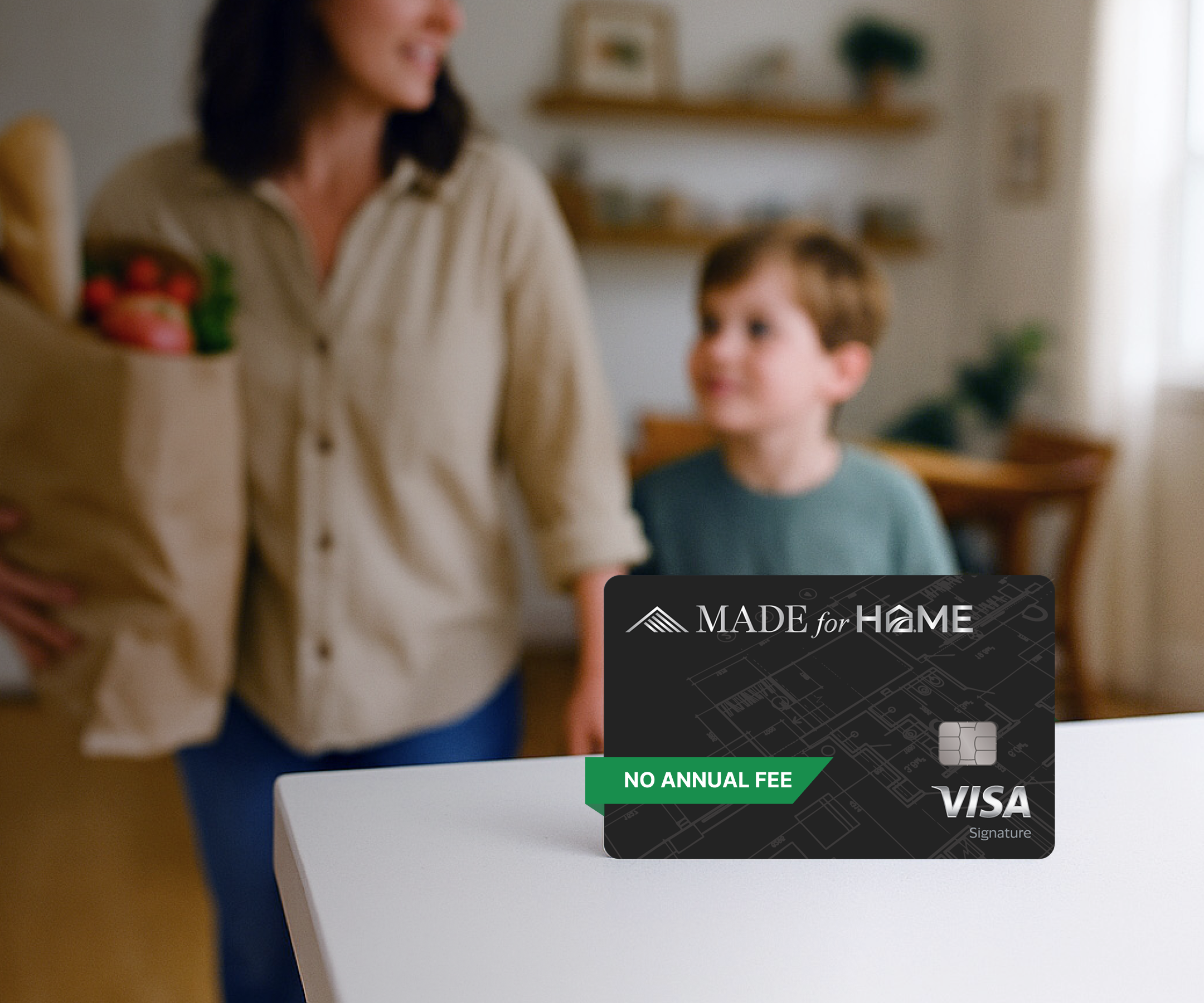 Made for Home Card on a kitchen counter
